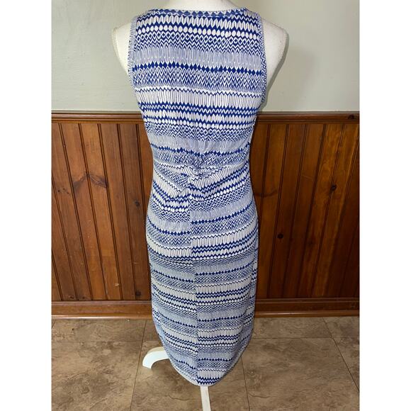 Womens Banana Republic Blue White Abstract Geometric Sleeveless Stretchy Dress S - Picture 4 of 9
